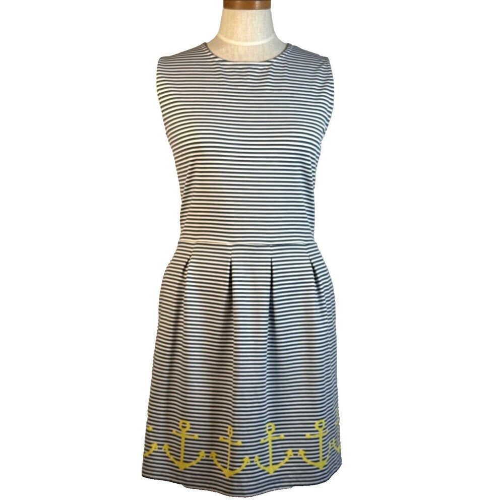 Sailor Sailor by Just Madras Dress Stripe Anchor Nautical Large Coastal Travel